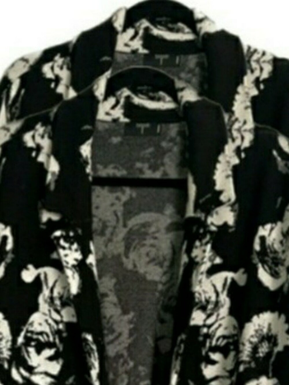 Tahari Black & White Floral Open-Front Sweater Cardigan, 3X